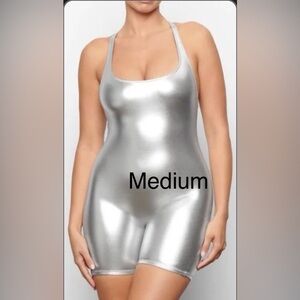 Skims Silver Metallic Bodysuit